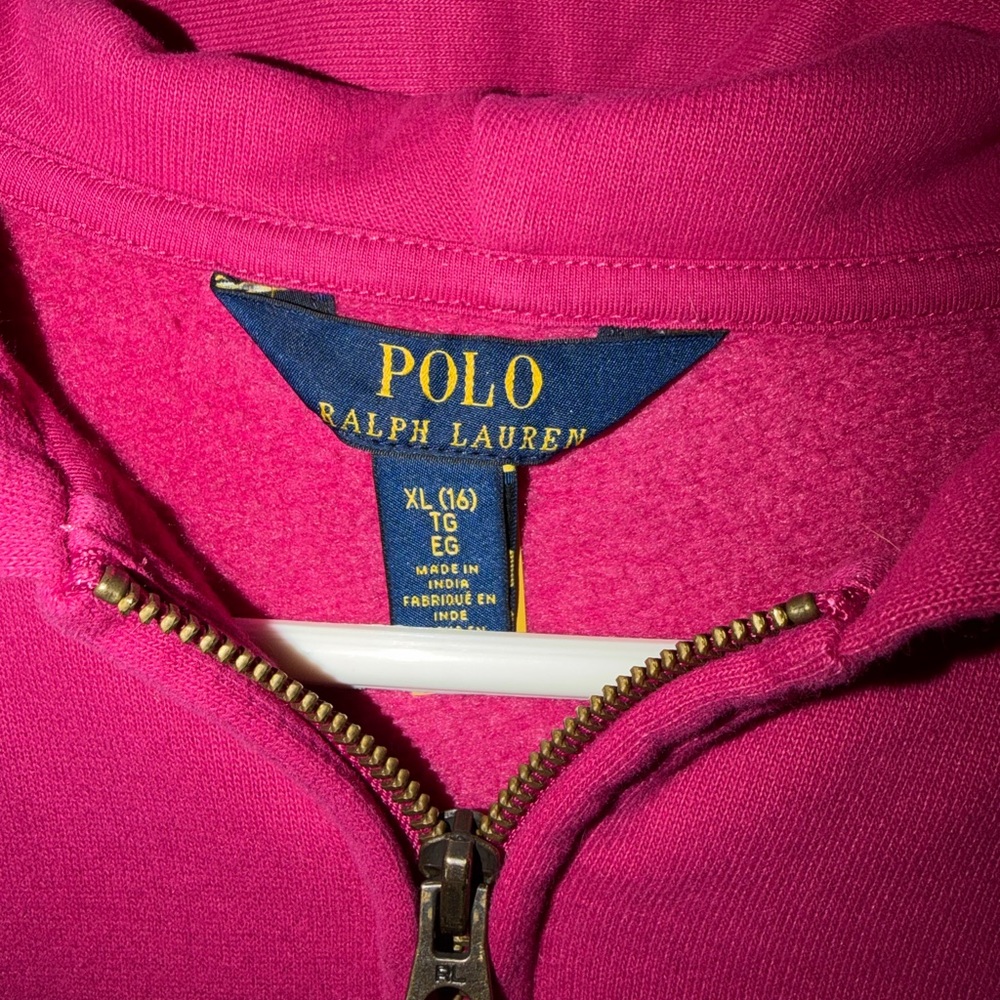 Polo by Ralph Lauren Girls' French Terry Full Zip Hoodie in Preppy Pink size 16 - Picture 4 of 6